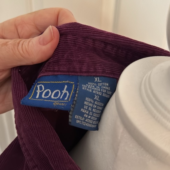 VTG Winnie the Pooh Embroidered Burgundy Corduroy Shirt SZ XL - Picture 6 of 6